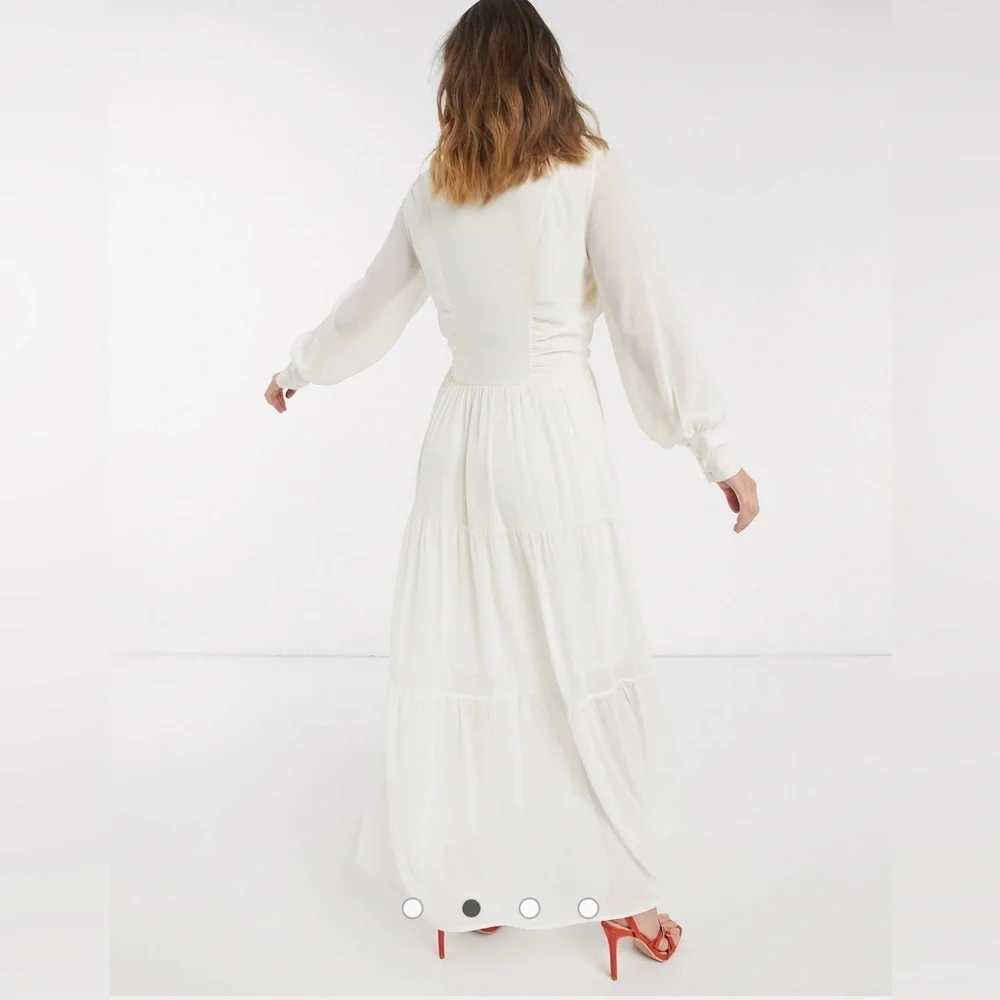 Vero Moda Cream Tiered Maxi Dress Size Small